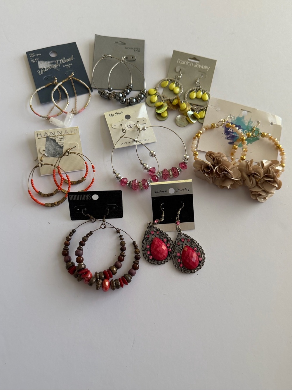 Vintage NWT Dangle Hoops Beaded Earrings Bundle Lot 8